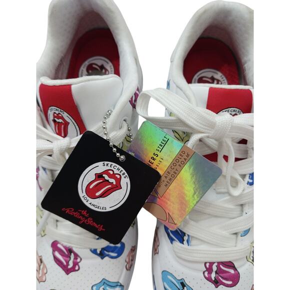 Skechers X ROLLING STONES Uno Sneakers Sz 9 White Multicolor TONGUE Say It Loud - Picture 3 of 16